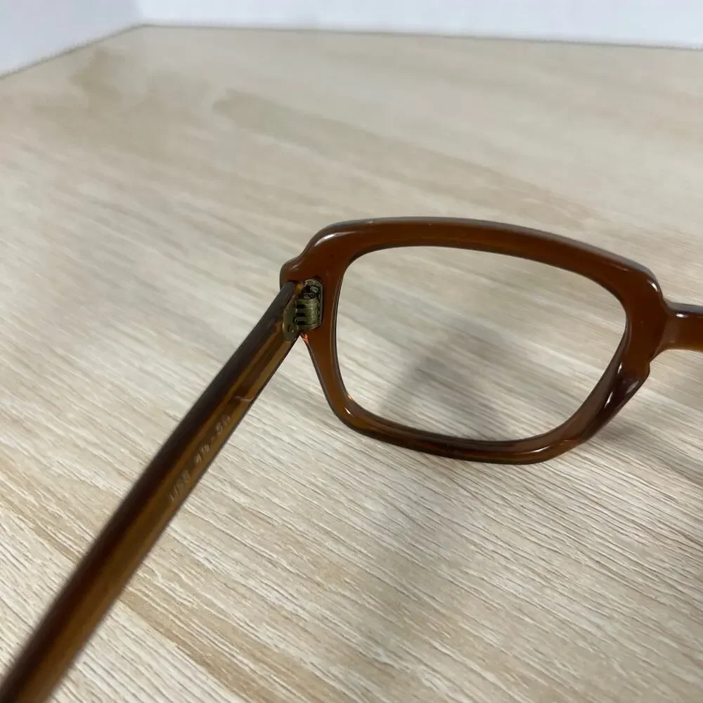 Vintage USS 4 1/2 - 5 3/4 USS 50-20 Eyeglasses Full Rim Frames ONLY Brown